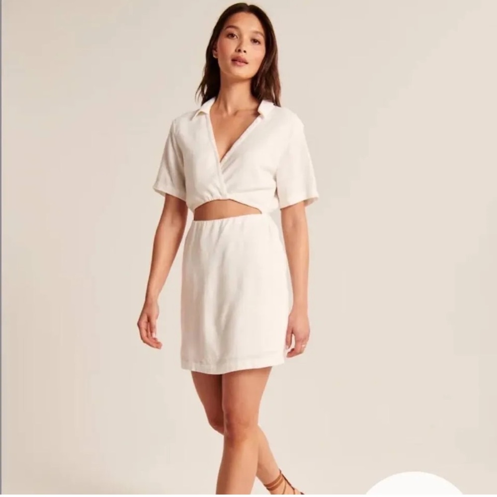NWT Abercrombie Linen Blend Cut-Out Shirt Dress Size LT Large Tall